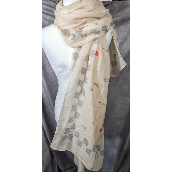 Rag & Bone Checkerboard Lip Print Shawl/Scarf - Picture 9 of 12